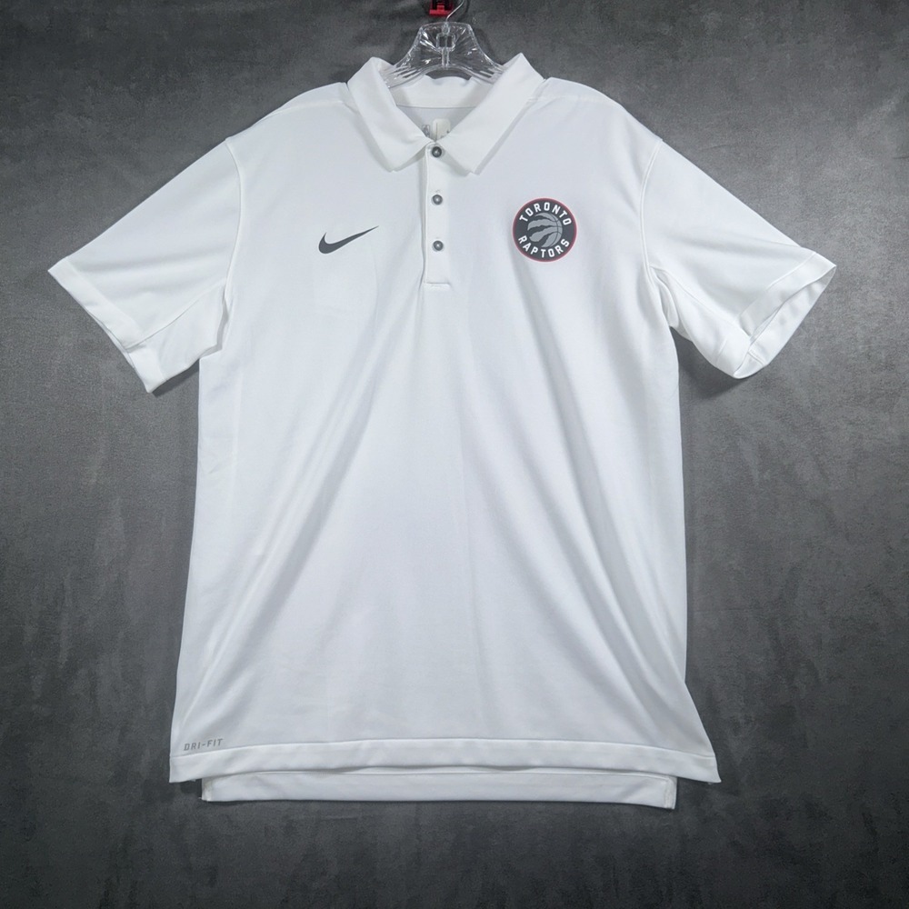 Toronto Raptors Nike Polo NBA Basketball Large Dri Fit Stretch White